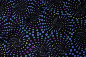 Fat Quarter 'Horsen Around' Dizzy Dots Spirals Cotton Fabric - Black - Picture 1 of 2