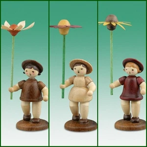 Full Year Figures Flower Children 3-teilig Natural Height 2 13/16in New Deco - Picture 1 of 1