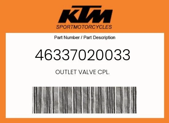 KTM Genuine Outlet Valve Cpl. - 46337020033 - Image 1 of 4
