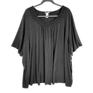 Maggie Barnes Catherines schwarz verzierter Ausschnitt Gr. 4X Top Whimsigoth Urlaub - Bild 1 von 9