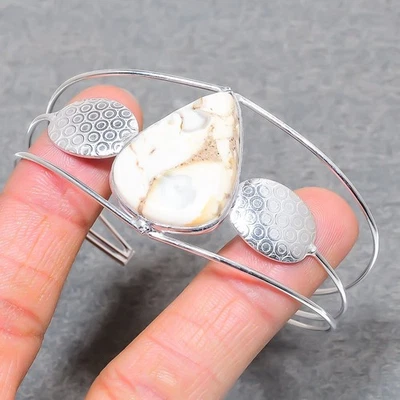 Brazalete ajustable Howlite con forma de pera piedras preciosas hecho a mano joyería de moda SR 342 Foto 1 de 4