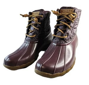 Sperry - Women's Top-Sider Saltwater Duck Boots Quilted Nylon Burgundy - Sz. 6.5 - Picture 1 of 12