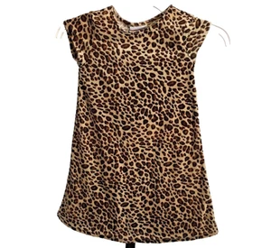 Vtg Leopard Animal Print Dress Girls 5 Velour Halloween Costume Cave Girl - Picture 1 of 6