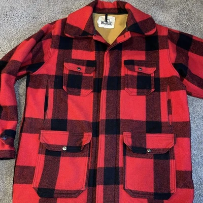 Vintage Woolrich Buffalo  Plaid Red Black Hunting Jacket Sz 44 - Image 1 of 4