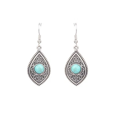 Orecchini stile vintage turchese argento 925 placcato design retrò pendente 5... - Immagine 1 di 4