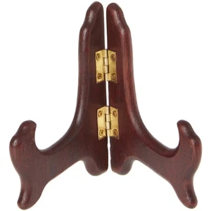 Bard's Hinged Dark Wood Plate Stand, 4" H x 5" W x 3" D (For 3.5" - 5" Plates) - Picture 1 of 1
