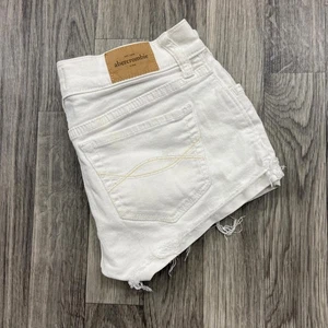 ABERCROMBIE & FITCH Low Rise Stretch White Denim Jean Shorts Girl's Size 14 - Picture 1 of 8