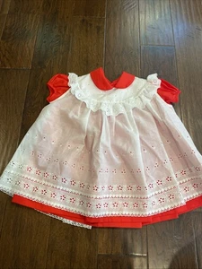 CI Castro Red Short Sleeve Dress With White Eyelet Pinafore 4T - Picture 1 of 11