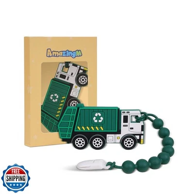 Baby Food Grade Silicone Carrier Vehicle Teether Toy with Pacifier Clip Holde - Image 1 of 4