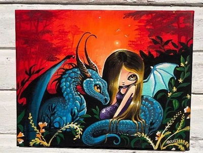 Fairy Dragon Original Art Painting Nico Niemi 11" X 14"  OOAK - Image 1 of 2