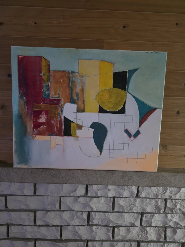Abstract Expressionist Painting Mid Century Modern Style, Modernist Signed. - Image 1 of 3