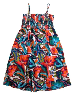 Maurices 100% Cotton Pink Green Orange Tropical Floral Pocket Midi Sun Dress XXL - Picture 1 of 5