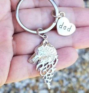 Dad Keychain, Wolf Keychain Dad Gift, Dad Key Ring, Gifts for Dad Fathers Day - Picture 1 of 4