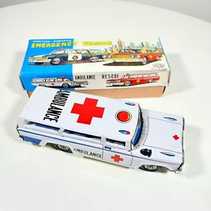 Vintage Rare Tin Shudo Emergency Wagon Japanese Friction Powered Boxed - Picture 1 of 10