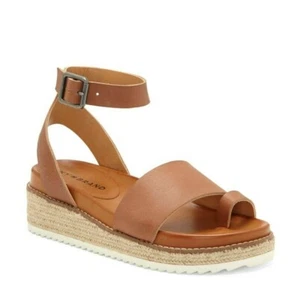 New LUCKY BRAND Itolva Saddle leather toe ring platform wedge sandal 7 - Imagen 1 de 2