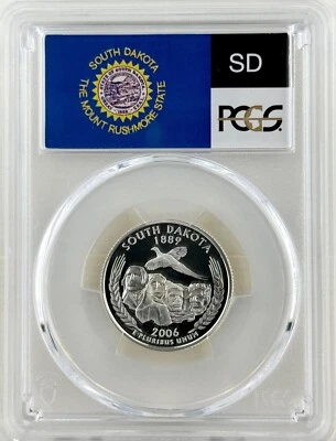 South Dakota Silver Quarter PR 70 DCAM PCGS 2006 Best Top Grade 25c State Flag - Image 1 of 2