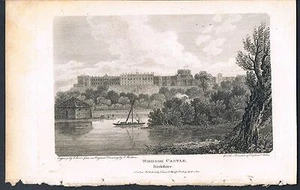 Grabado Bellezas de Inglaterra y Gales c1801 CASTILLO DE WINDSOR BERKSHIRE F BRITTON - Imagen 1 de 2