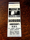 Livre d'allumettes vintage : Anderson's R.H.V. Boutique de radio TV, Abilene, KS