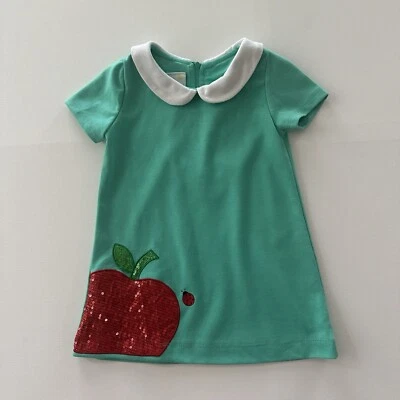 Samara 18 Months Baby Girl Apple Sequins Collared Dress - Image 1 of 4