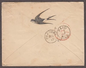 GB QV 1883 cover illustrated with Flying Bird on back flap,postally used to USA. - Picture 1 of 2