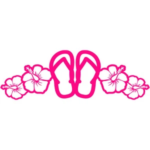 Flip Flop Hibiscus Flower 6" Vinyl Decal Car Window Sticker Bumper Hawaii Sandal - Picture 1 of 26