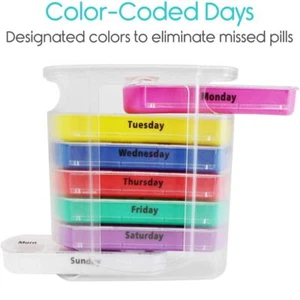 Estuches para medicamentos divisores 7 días caja para pastillas pastillero semanal organizador de píldoras soporte para píldoras - Imagen 1 de 6