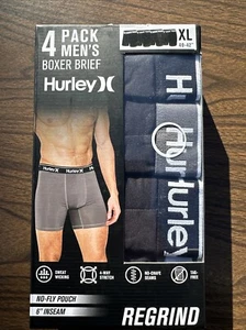 Hurley Mens X-Large Regrind Boxer Briefs Sweat Wicking Stretch 4 Pack 6” Seam - Picture 1 of 7