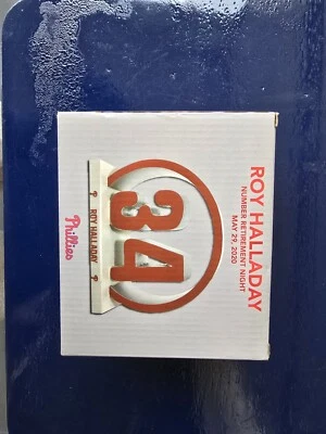 8/8/2021 SGA Phillies Roy Halladay Number 34 Retirement Night Statue New in Box! - Image 1 of 4