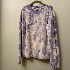 Gap kids tie dye blue purple indigo white sweater 100% cotton medium girls boys - Picture 1 of 6
