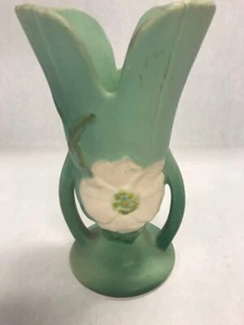 Weller wild Rose vase Ceramic pottery vintage circa 1930 double handle footed - Picture 1 of 5