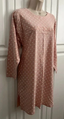 Cacique Paris Sleep Shirt Nightie Pink White Polka Dots Pullover 100% Cotton S - Image 1 of 4