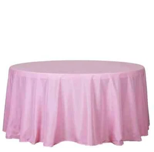 Pink Round Tablecloth 120” Polyester For Banquet Wedding Party Shower Light Pink - Picture 1 of 1