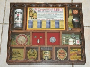 Vintage Coors Wooden Shadow Box Display Man Cave Bar Garage - Picture 1 of 11