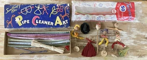 Kit artesanal de juguete infantil vintage limpiador de pipas arte sin usar NOS + cabezas de algodón hiladas años 40 - Imagen 1 de 16