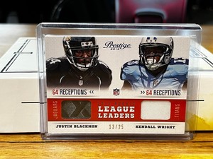 JUSTIN BLACKMON KENDALL WRIGHT 13/25 JERSEY NUMBER PATCH CARD 2012 ROOKIE TITANS