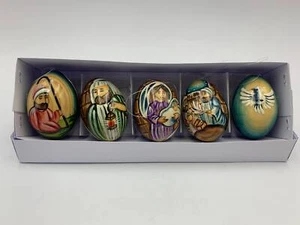 Nativity Wooden Christmas tree decorations 2” Hand painted carved Home decor - Picture 1 of 5