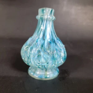 VTG Hand Blown Spatter Glass Teal With White Bottle Perfume Barber 3.5" - Picture 1 of 10