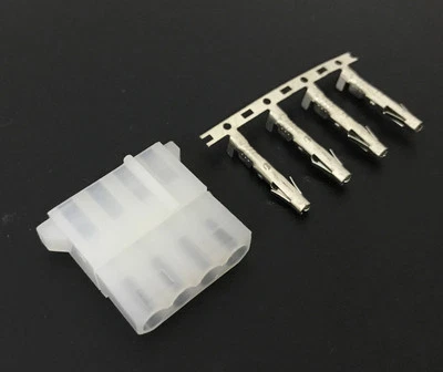 5 Sets Zum Selbermachen PC Stromanschluss 4P 4 Pin weiß Buchse Molex Mod Crimp Stecker Pins - Bild 1 von 4