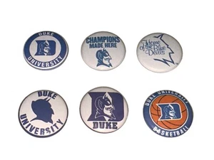 1" SET OF 6 DUKE UNIVERSITY BLUE DEVILS LAPEL BADGE PINBACK BUTTONS [P556] - Picture 1 of 2