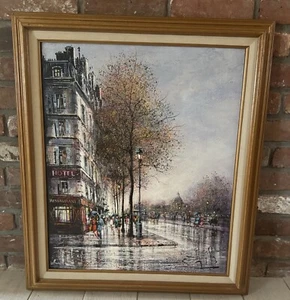 Vintage. Ölgemälde Paris Straßenszene französischer Impressionist signiert 30”x24”. MCM - Bild 1 von 24
