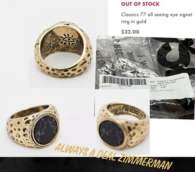 Anillo de sello dorado en tono dorado y negro talla 8 9 Classics77 de ASOS ALL SEE EYE Foto 1 de 4