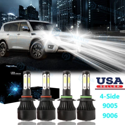 4Side LED For Nissan Armada 2005 - 2015 6000K Headlight Hi-Lo Bulbs Combo Pkg - Image 1 of 4