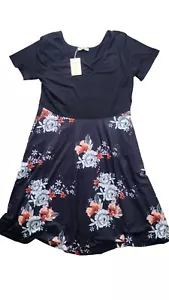 Moyabo Dress Sz 2xl Womens Short Sleev VNeck Criss Cross Midi Flared Tank Floral - Picture 1 of 6