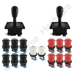 Kit de control arcade para 2 jugadores 2 joysticks Bat Top 14 botones negro/rojo JAMMA MAME - Imagen 1 de 1