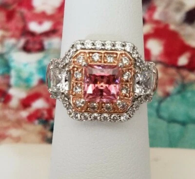 Swarovski prata esterlina zircônia cúbica ouro rosa e branco por cima. Tamanho 6 - Imagem 1 de 4