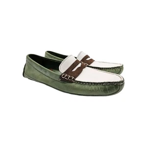 Froats Men's Driving Moccasin Green/White/Brown - Size 8 - Picture 1 of 9
