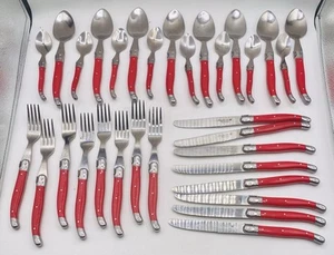 Laguiole Red Flatware 32-piece Set by French Home Stainless Steel Bee Motif - Picture 1 of 6
