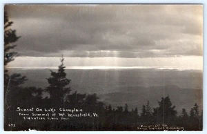 RPPC*SUNSET ON LAKE CHAMPLAIN*MANSFIELD VERMONT*RICHARDSON REAL PHOTO POSTCARD - Picture 1 of 2