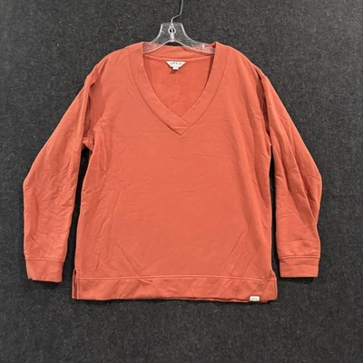 Orvis Sweatshirt Women's Large Rust Orange V-Neck Dropped Shoulders Pullover - Image 1 of 4