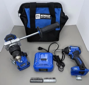 Kobalt Power Tool 24V Set- Martello Trapano Avvitatore Pistola Cambio Batteria Borsa Utensili Usato in Ottime Condizioni - Foto 1 di 18